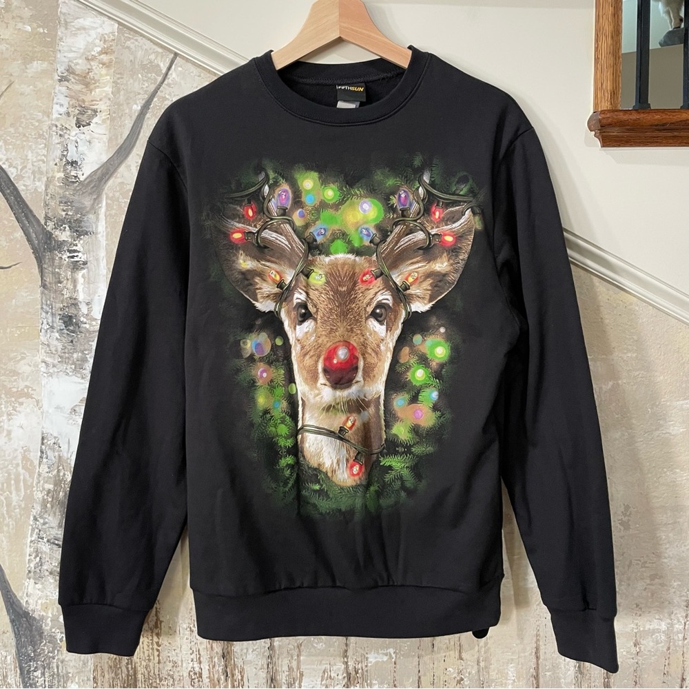Fifth Sun•Light Up Rudolph Reindeer•Crewneck Sweater•Medium